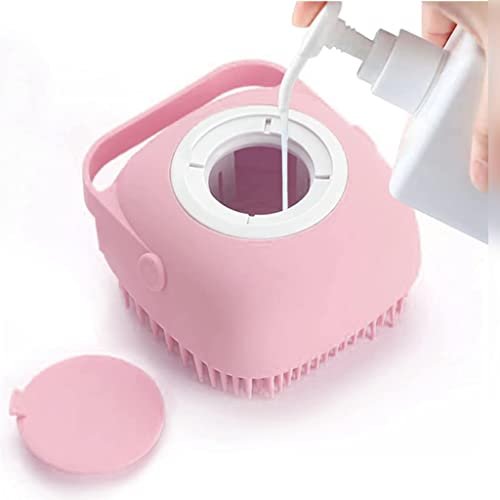 317So46ImwL.jpg Jacobs Dog Cat Puppy Bath Brush Scrubber, Shampoo Dispensing Massage Bathing Shower Brush Soft Silicone Grooming Deshedding Exfoliating Washing Hair Fur Comb For Cleaning Sensitive skin on Short Long Haired Dogs And Cats - Image 1