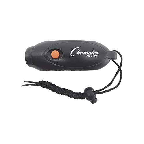 31ClcvnK6ML.jpg Champion Sports Electronic Hand Whistle, Three Tone - for Sports Coach, Referee, PE Teacher, Lifeguard, & Personal Use - Push Button, Handheld, Indoor and Outdoor, Adjustable Volume and Wrist Strap - Image 1