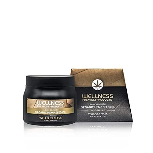 31rzOtVws6L.jpg Wellness Premium Wellplex Hair Mask for All Hair Types | Enriched with Organic Cold Pressed Hemp Seed Oil | Clean Beauty Ingredients (500 mL) - Image 1