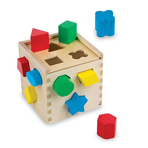 41EXzJtiDYL.jpg Melissa & Doug Shape Sorting Cube - Classic Wooden Toy With 12 Shapes - Kids Shape Sorter Toys For Toddlers Ages 2+ - Image 1