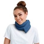 Hot or Cold Therapy Neck Wrap (17.7” Long) - Filling Neck Heating Pad - Blue Polyester Microwave Heating Pad for Neck and Shoulders - Tourmaline Spot Wash Heat and Cold Pad