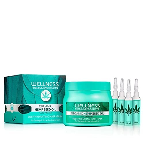 41H3SHFv-vL.jpg Wellness Premium Products Organic Hemp Seed Oil - Deep Hydrating Mask & Ampoule Treatment (500ml) - Image 1