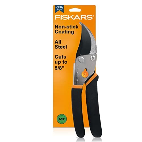 41HrC2KulbL.jpg Fiskars Gardening Tools: Bypass Pruning Shears, Sharp Precision-ground Steel Blade, 5/8” Plant Clippers (91095935J) - Image 1