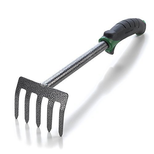 41McwsYUllL.jpg Edward Tools Hand Cultivator Mini Rake - ErgoGrip with Bend Proof Carbon Steel Design - Hand Tool loosens Soil, rips Out Weeds, Hand Tiller Garden Tool - Rust Proof Heavy Duty Tines and Shaft - Image 1
