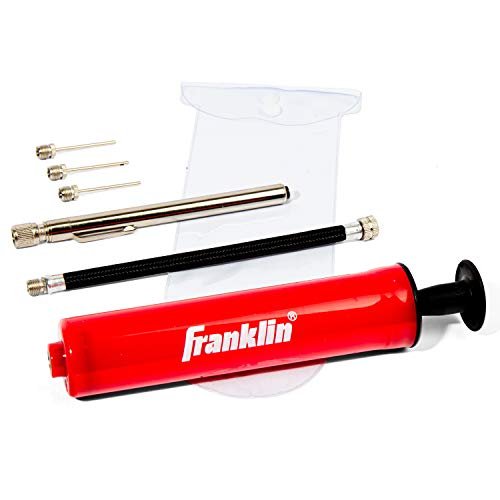 41PY5s0v3L.jpg Franklin Sports Ball Pump Kit -7.4" Sports Ball Pump with Needle - Perfect for Basketballs, Soccer Balls and More - Complete Hand Pump Kit with Needles, Flexible Hose, Air Pressure Gauge and Carry Bag - Image 1