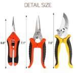 3 Pack Garden Pruning Shears Stainless Steel Blades Handheld Pruners Set with Gardening Gloves - Image 6