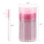 100 Pcs Disposable Mascara Wands, Crystal Eyebrow Spoolies Brush for Eyelash Extensions, Pink Lash Brushes with Container - Image 3