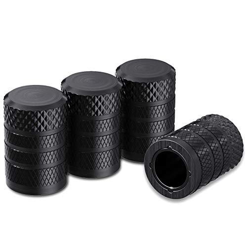 41TNQ4nxEsL.jpg CKAuto Tire Valve Stem Caps, Black, 4 pcs/Pack, Anodized Aluminum Tire Valve Cap Set, Corrosion Resistant, Universal Stem Covers for Cars Trucks Motorcycles SUVs and Bikes - Image 1