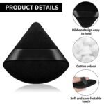 Sibba 2 Pieces Triangle Powder Puffs Face Cosmetic Powder Puff Washable Reusable Soft Plush Powder Sponge Makeup Foundation Sponge for Face Body Loose Powder Wet Dry Makeup Tool (2Pcs Black) - Image 4