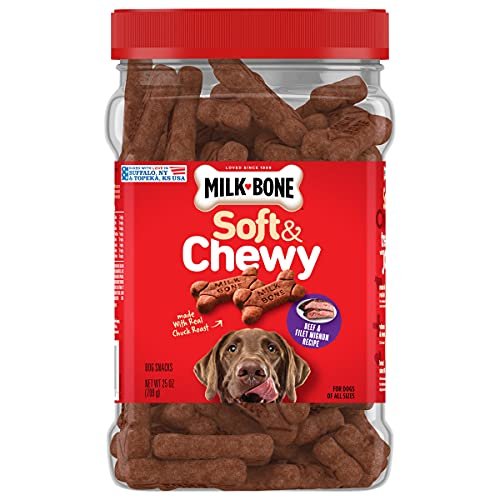 41f7KPHPa1L.jpg Milk-Bone Soft & Chewy Dog Treats, Beef & Filet Mignon Recipe, 25 Ounces - Image 1