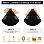 Sibba 2 Pieces Triangle Powder Puffs Face Cosmetic Powder Puff Washable Reusable Soft Plush Powder Sponge Makeup Foundation Sponge for Face Body Loose Powder Wet Dry Makeup Tool (2Pcs Black) - Image 5