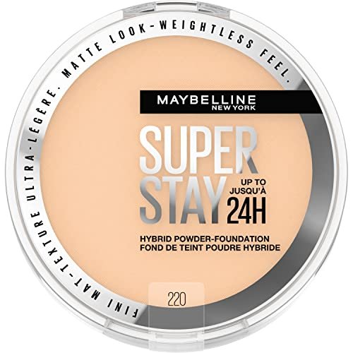 41qFKeRXWyL.jpg Maybelline Super Stay Up to 24HR Hybrid Powder-Foundation, Medium-to-Full Coverage Makeup, Matte Finish, 220, 1 Count - Image 1