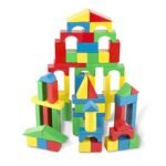 Melissa & Doug Wooden Building Set - 100 Blocks in 4 Colors and 9 Shapes
