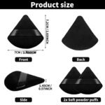 Sibba 2 Pieces Triangle Powder Puffs Face Cosmetic Powder Puff Washable Reusable Soft Plush Powder Sponge Makeup Foundation Sponge for Face Body Loose Powder Wet Dry Makeup Tool (2Pcs Black) - Image 3