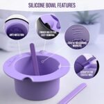Tress Wellness Wax Warmer Silicone Liner (Purple) - Easy to Clean Silicone Wax Warmer Bowls with 2x Silicone Spatulas Compatible with 16oz Electric Waxing Kit - Silicone Wax Pot melting Wax Bowl - Image 3