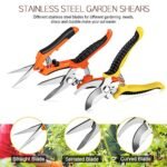 3 Pack Garden Pruning Shears Stainless Steel Blades Handheld Pruners Set with Gardening Gloves - Image 3