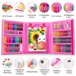 Art Supplies, 240-Piece Drawing Art Kit, Gifts Art Set Case with Double Sided Trifold Easel, Includes Oil Pastels, Crayons, Colored Pencils, Watercolor Cakes, Sketch Pad (Pink) - Image 3