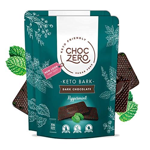 519ThUbxBL.jpg ChocZero's Dark Chocolate Peppermint Keto Bark. Sugar Free, Low Carb. No Sugar Alcohols. (2 bags, 12 individual Wrapped bars) - Image 1
