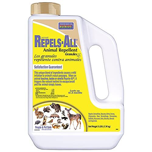 51AM-t7Gz6S.jpg Bonide Repels-All Animal Repellent Granules, 3 lbs. Ready-to-Use Deer & Rabbit Repellent, Deter Pests from Lawn & Garden - Image 1