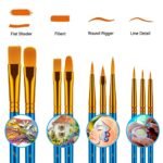 Paint Brushes Set, 20 Pcs Paint Brushes for Acrylic Painting, Oil Watercolor Acrylic Paint Brush, Artist Paintbrushes for Body Face Rock Canvas, Kids Adult Drawing Arts Crafts Supplies, Blue - Image 4
