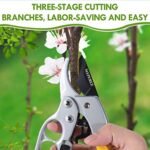 MEPEREZ Garden clippers, German pruners, ratchet pruning shears, work 3 times easier, gardening tools, for trimming rose, floral, tree, live plants, sharp garden scissors, arthritis weak hand snips - Image 6