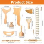 10 Pieces Wood Massage Tools Kit Wooden Maderoterapia Cellulite Massage Roller Lymphatic Drainage Health Care for Neck Leg Back Arm Body Muscle Pain Relief Tools - Image 3