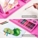 Art Supplies, 240-Piece Drawing Art Kit, Gifts Art Set Case with Double Sided Trifold Easel, Includes Oil Pastels, Crayons, Colored Pencils, Watercolor Cakes, Sketch Pad (Pink) - Image 6