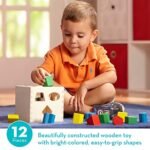 Melissa & Doug Shape Sorting Cube - Classic Wooden Toy With 12 Shapes - Kids Shape Sorter Toys For Toddlers Ages 2+ - Image 3
