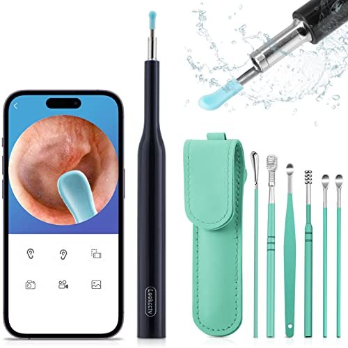 51SXPuOmwUL.jpg Ear Wax Removal,Earwax Removal Tools,lookcctv Ear Cleaner with Camera HD 1080P Ear Cleaning Kit with 6 Ear Spoon,Ear Remover Tools with Light Compatible iOS & Android Devices for Kids Adults(Blue) - Image 1