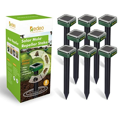 51WH7ChksPL.jpg Redeo Solar Powered Mole and Groundhog Repellent Stakes Outdoor Sonic Gopher Deterrent Spikes Vole Chaser Instead of Traps Killers Pest Control for Garden Yard Waterproof (8) - Image 1
