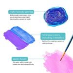 Acrylic Paint Set, Art Paints (2fl Oz/60ml ) Crafts Acrylic Paint For Kids And Adults with 5 Brushes, Non Toxic Metallic Acrylic Paints for Wood Canvas Crafts Stone Ceramic Model Painting and Christmas Decoration (50 Colors(60 ml/2fl oz) - Image 4