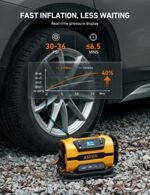 AstroAI Tire Inflator Portable Air Compressor Car Tire Pump 150 PSI 12V DC/110V AC with Dual Metal Motors & Digital Pressure Gauge for Tires & Inflatables Yellow - Image 5
