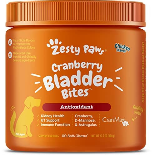 51cozW3smXL.jpg Zesty Paws Cranberry for Dogs - UT Incontinence Support + Immune Health Dog Antioxidant - Urinary Tract UTI & Kidney + Bladder Support - D-Mannose + Organic Marshmallow & Licorice - 90 Chew Treats - Image 1