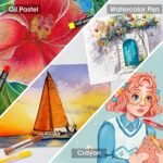 Art Supplies, 240-Piece Drawing Art Kit, Gifts Art Set Case with Double Sided Trifold Easel, Includes Oil Pastels, Crayons, Colored Pencils, Watercolor Cakes, Sketch Pad (Pink) - Image 5