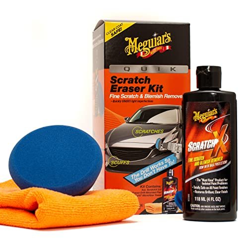 51fO0NuM6nL.jpg Meguiars Quik Scratch Eraser Kit, Car Scratch Remover that Removes Blemishes, Includes Meguiars ScratchX, Drill-Mounted… - Image 1