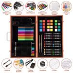 Art Supplies, 94 Pieces Wooden Art Set Crafts Drawing Painting Kit, Portable Art Case Art Kit Includes Oil Pastels, Watercolor Pens, Creative Gift for Kids, Adults, Teens Girls Boys (Dark Brown) - Image 3