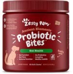 Zesty Paws Ancient Elements Probiotics for Dogs - Chewable Dog Probiotic Supplement - 3 Billion CFU - Digestive & Immune Support - Premium DE111 Probiotic & Gut Health Blend + Psyllium Husk - 90 Count