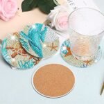 UPINS 8Pcs Diamond Painting Coasters for Drinks DIY Coaster Diamond Art Kits for Adults Kids Beginners Diamond Art Craft Supplies (Ocean) - Image 5