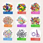 1405 Pcs Art and Craft Supplies for Kids, Toddler DIY Craft Art Supply Set Included Pipe Cleaners, Pom Poms, Feather, Folding Storage Box - All in One for Craft DIY Art Supplies (Purple) - Image 3