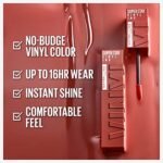 Maybelline Super Stay Vinyl Ink Longwear No-Budge Liquid Lipcolor, Highly Pigmented Color and Instant Shine, Golden, Pink Lipstick, 0.14 fl oz, 1 Count - Image 3