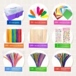 1405 Pcs Art and Craft Supplies for Kids, Toddler DIY Craft Art Supply Set Included Pipe Cleaners, Pom Poms, Feather, Folding Storage Box - All in One for Craft DIY Art Supplies (Purple) - Image 4