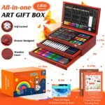 Art Supplies, 186-Pack Deluxe Art Set with 2 A4 Drawing Pads, 1 Coloring Book, 24 Acrylic Paints, Crayons, Colored Pencils, Watercake, Creative Gift Box for Adults Artist Beginners Kids Girls Boys - Image 3