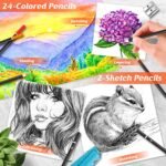 Art Supplies, 186-Pack Deluxe Art Set with 2 A4 Drawing Pads, 1 Coloring Book, 24 Acrylic Paints, Crayons, Colored Pencils, Watercake, Creative Gift Box for Adults Artist Beginners Kids Girls Boys - Image 5