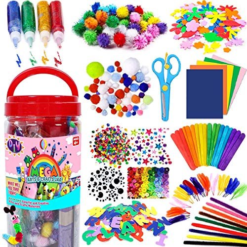 61q0cB4ztJL.jpg FUNZBO Arts and Crafts Supplies for Kids - Craft Art Supply Kit for Toddlers Age 4 5 6 7 8 9 - All in One D.I.Y. Crafting School Kindergarten Homeschool Supplies Arts Set Crafts for Kids - Image 1