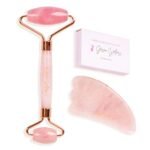 Jessica Wellness – Rose Quartz Gua Sha and Facial Roller for Face and Neck, Promotes Relaxation, Supports Toned, Firm…