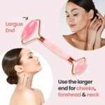 Jessica Wellness – Rose Quartz Gua Sha and Facial Roller for Face and Neck, Promotes Relaxation, Supports Toned, Firm… - Image 4